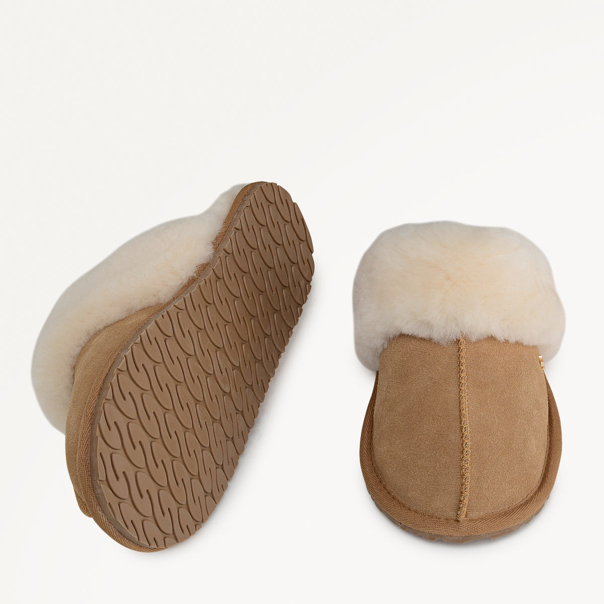 CHELSEA CREEK SEAM SHEARLING CUFF MULE TAN