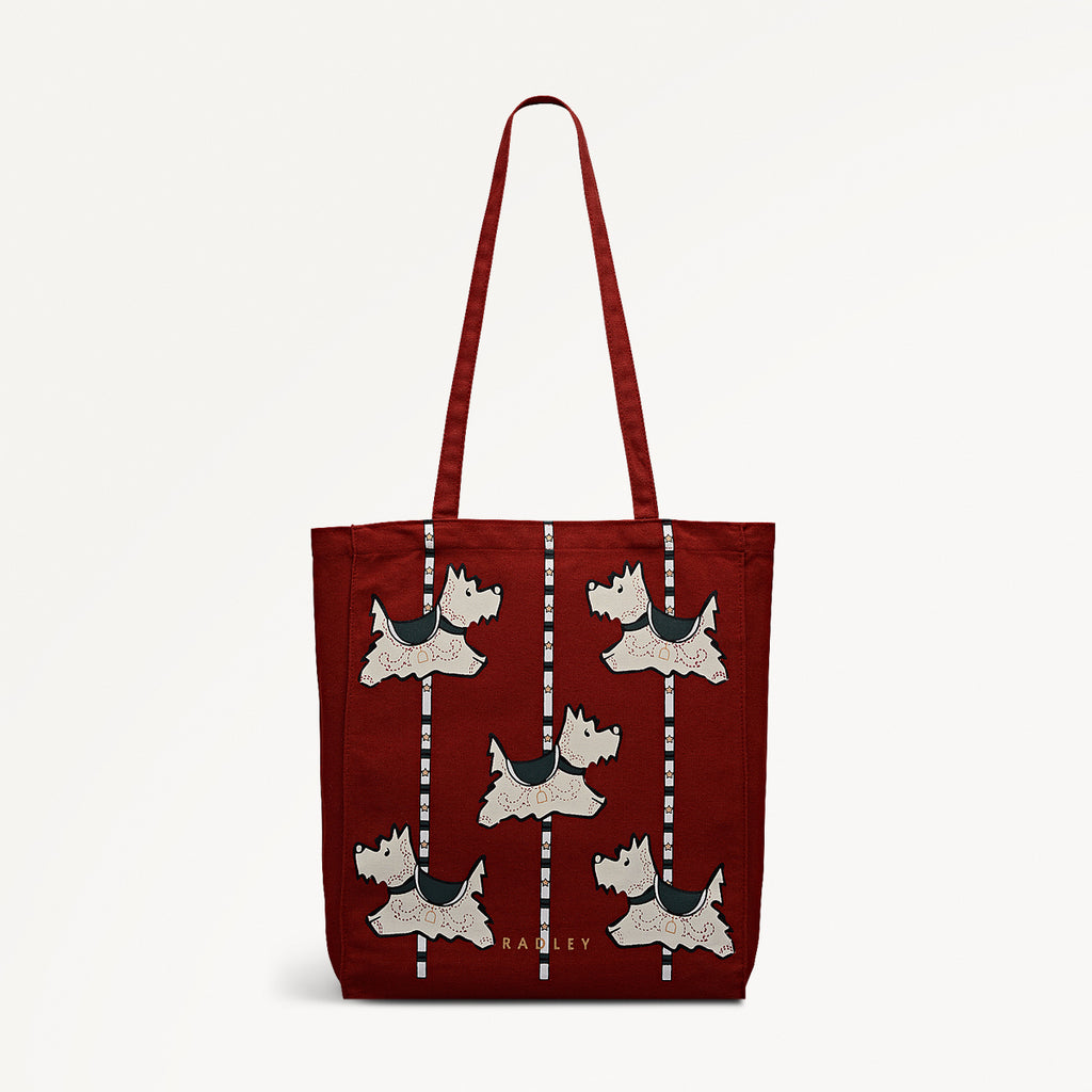 Magic Carousel Fabric Small Tote in Carmine - 112574