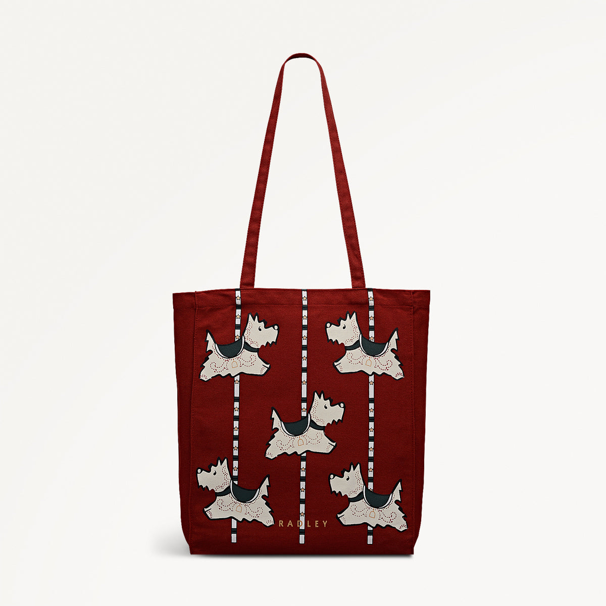 Magic Carousel Fabric Small Tote in Carmine - 112574