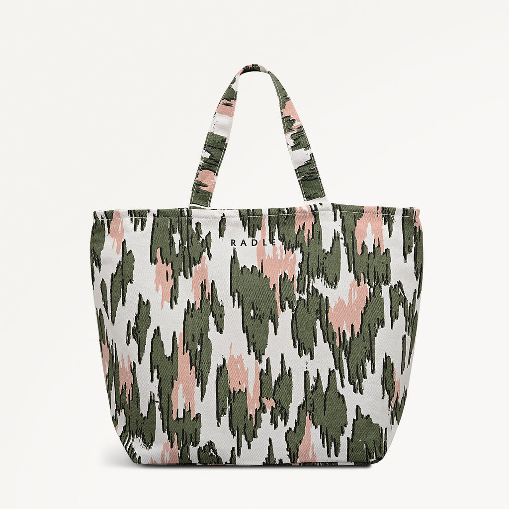 Abstract Animal Fabric Small Ziptop Crook in Hunter Green - 112577