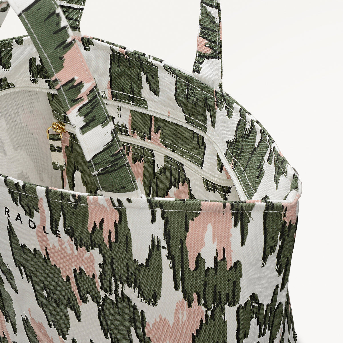 Abstract Animal Fabric Small Ziptop Crook in Hunter Green - 112577