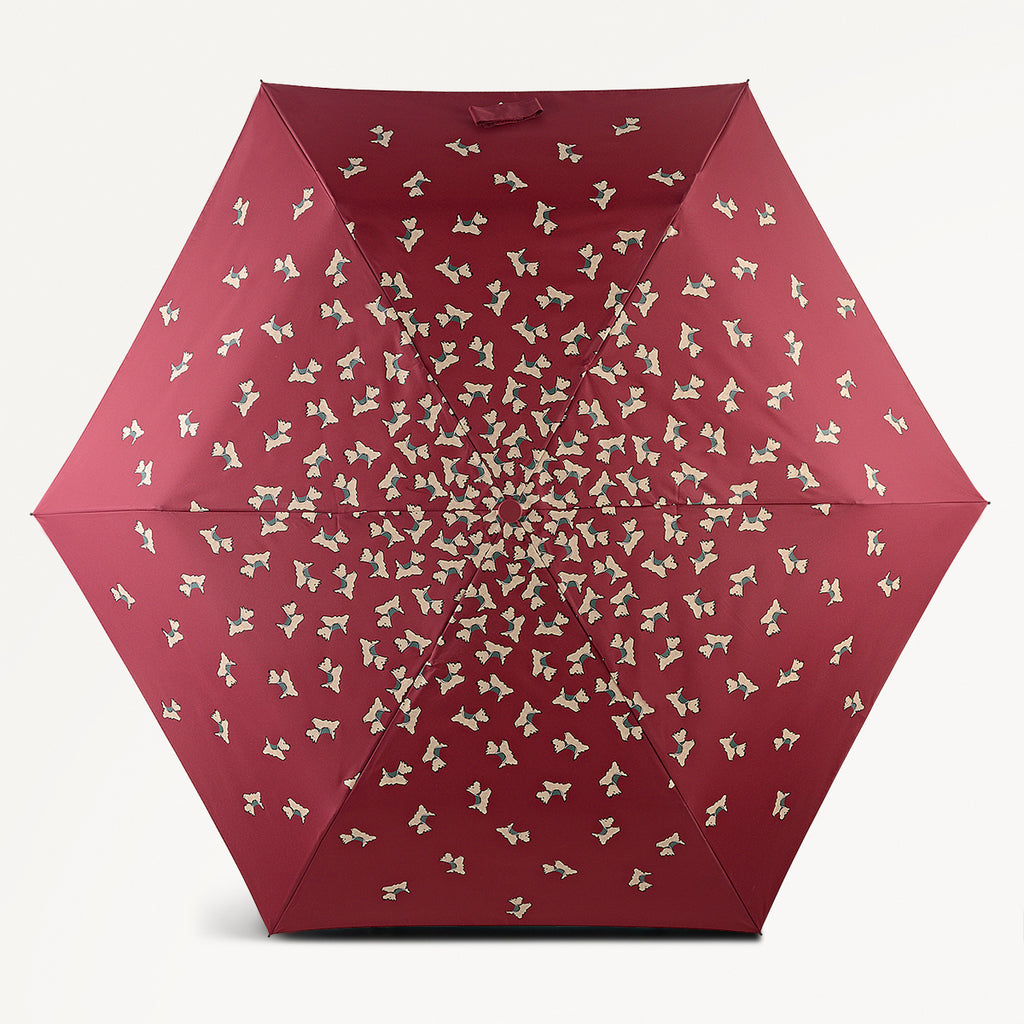 Cascading Dog Fabric Responsible Handbag Umbrella in Carmine - 112580