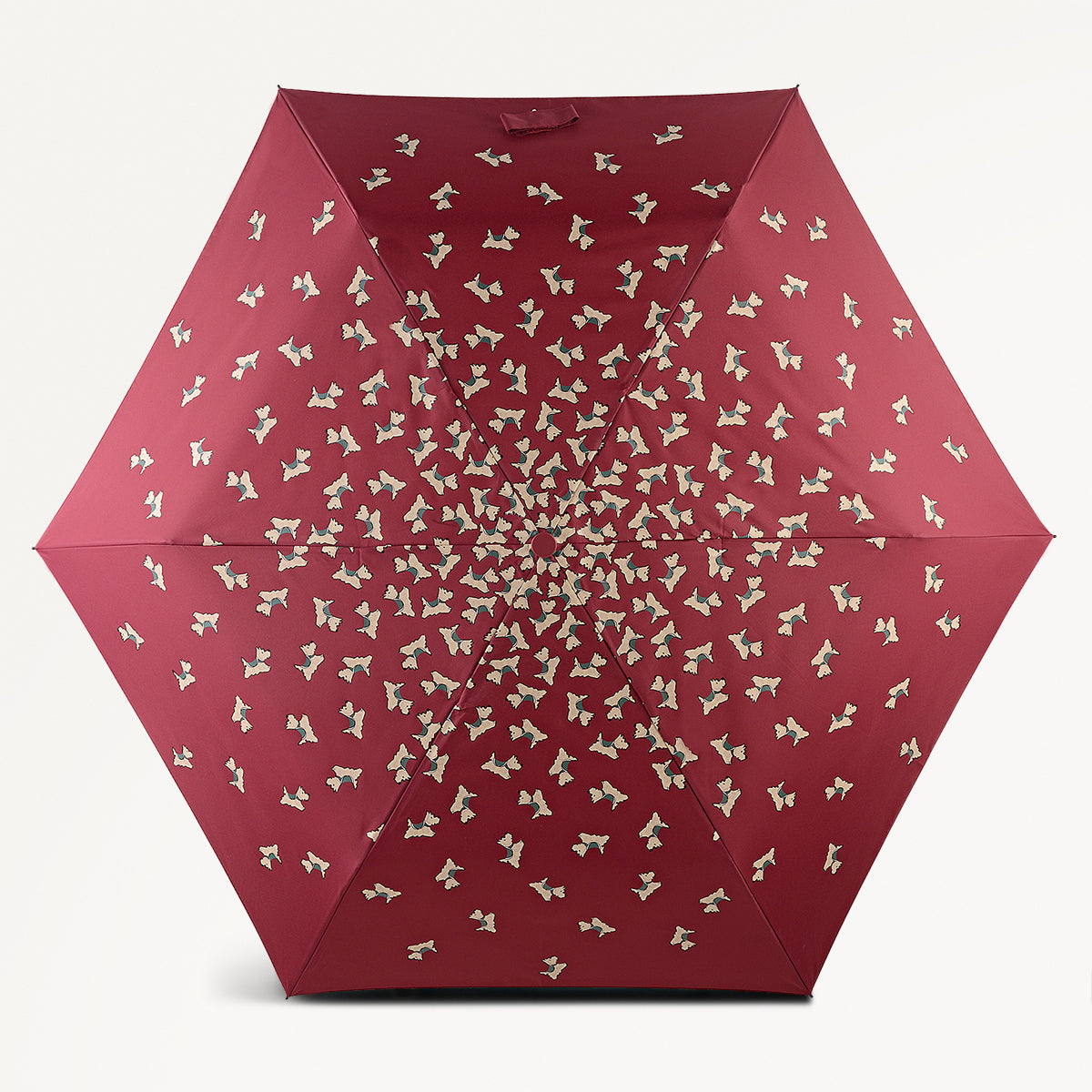 Cascading Dog Fabric Responsible Handbag Umbrella in Carmine - 112580