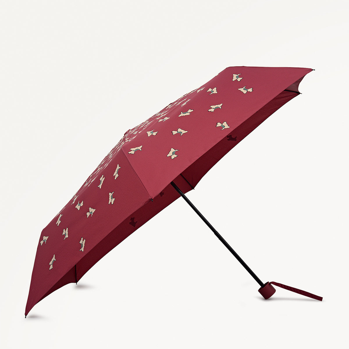 Cascading Dog Fabric Responsible Handbag Umbrella in Carmine - 112580