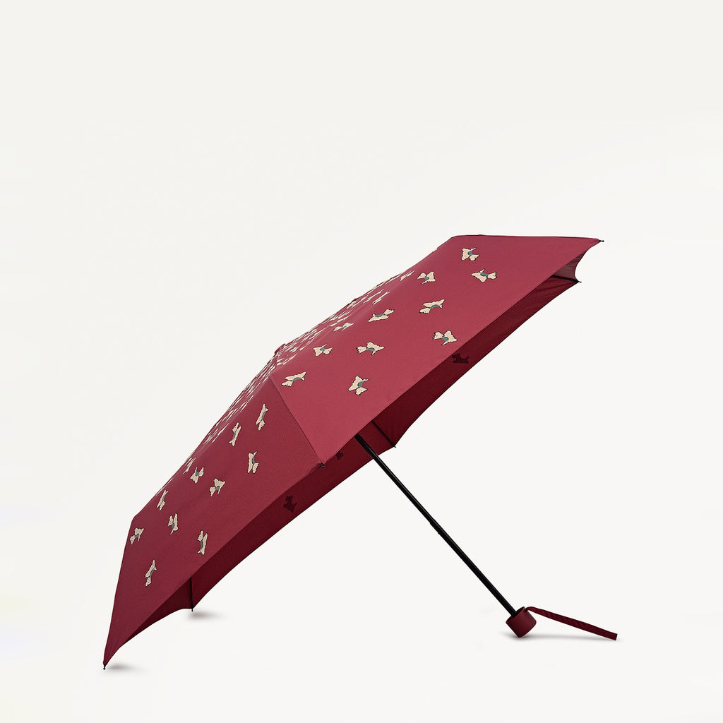 Cascading Dog Fabric Responsible Handbag Umbrella in Carmine - 112580