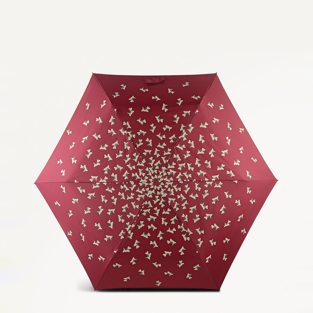 Cascading Dog Fabric Responsible Handbag Umbrella in Carmine - 112580