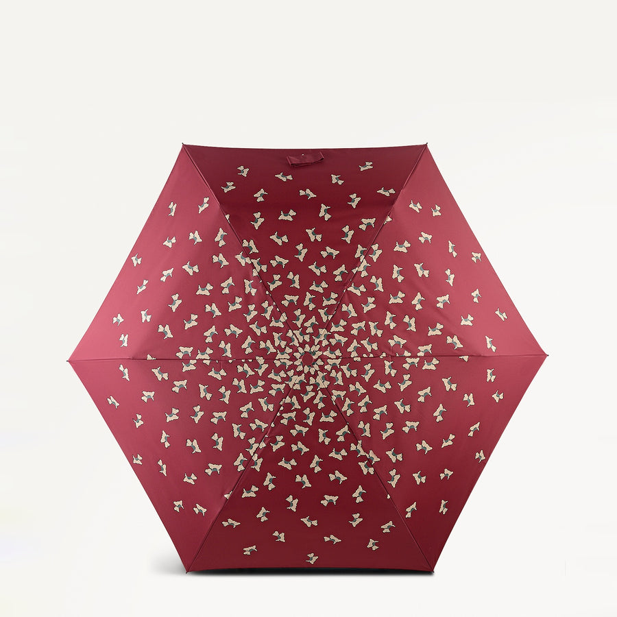 Cascading Dog Fabric Responsible Handbag Umbrella in Carmine - 112580