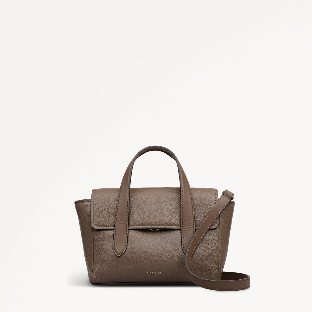 Mayfair Lane Leather Small Flapover Grab Bag in Coffee - 112597