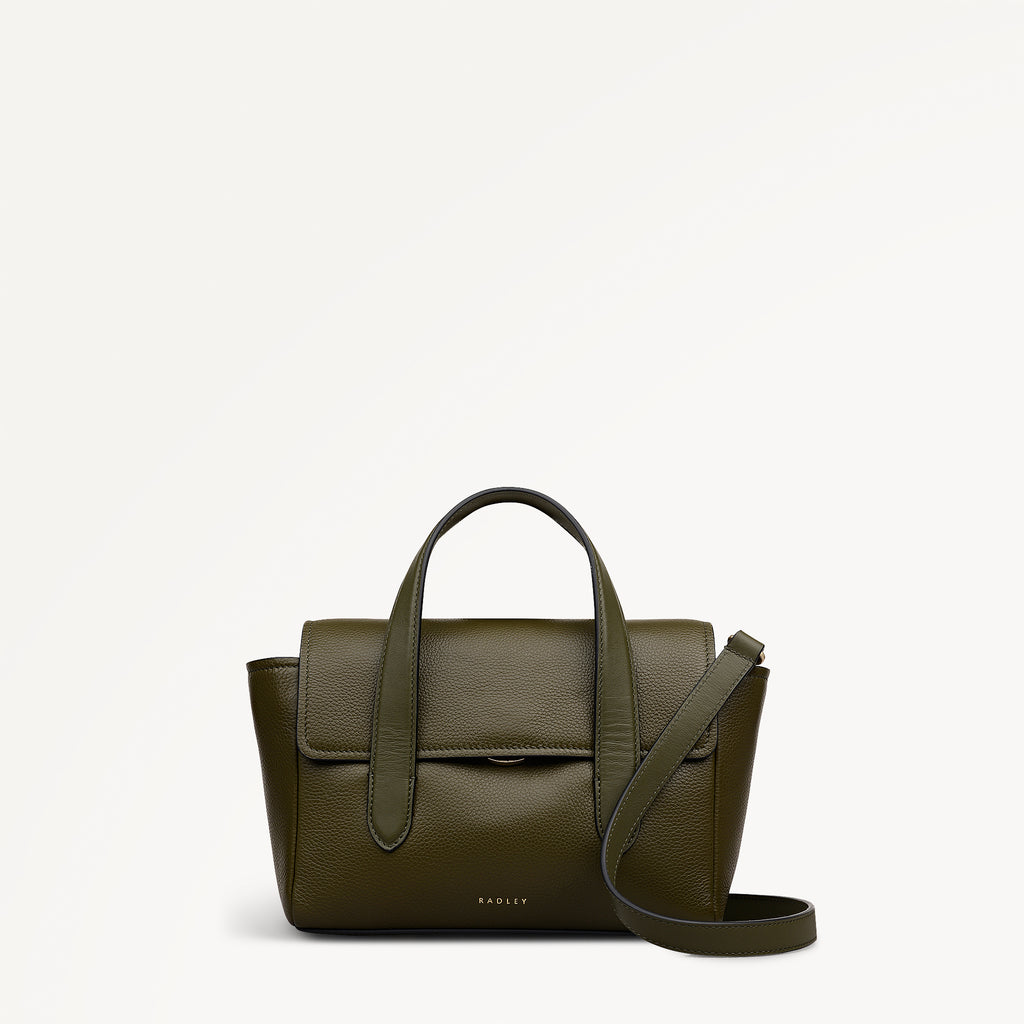 Mayfair Lane Leather Small Flapover Grab Bag in Pine Needle - 112598