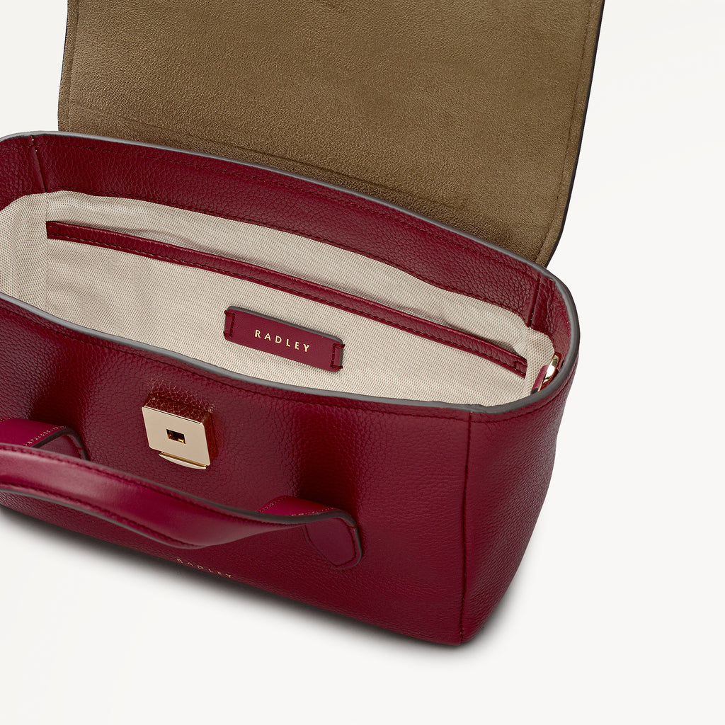 Mayfair Lane Leather Small Flapover Grab Bag in Carmine - 112599
