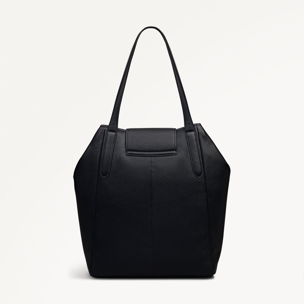 Mayfair Lane Leather Large Flapover Tote Bag in Black - 112600