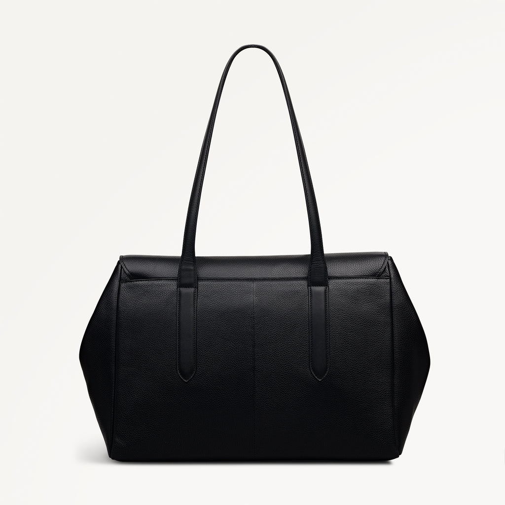 Mayfair Lane Leather Large Flapover Shoulder Bag in Black - 112602