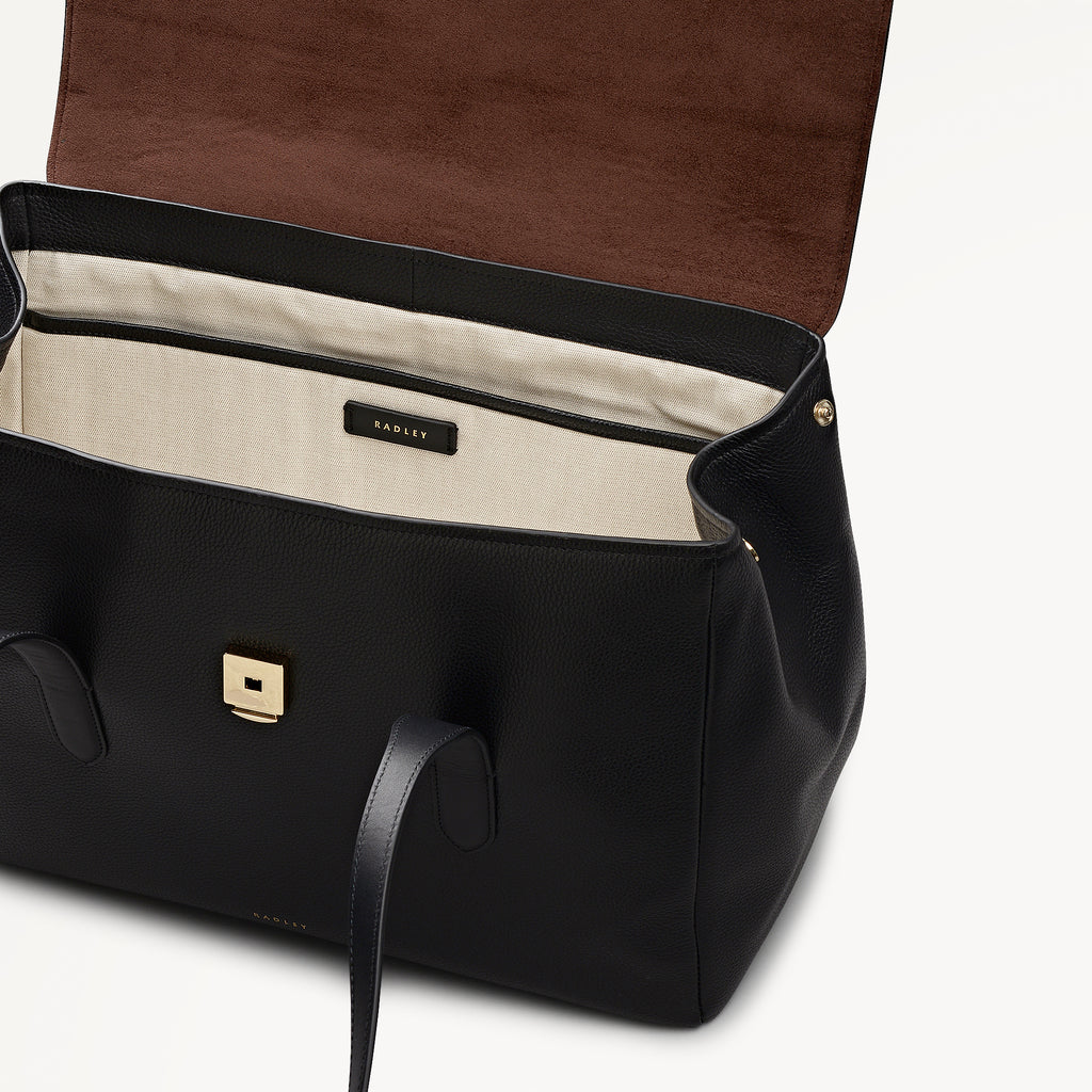 Mayfair Lane Leather Large Flapover Shoulder Bag in Black - 112602