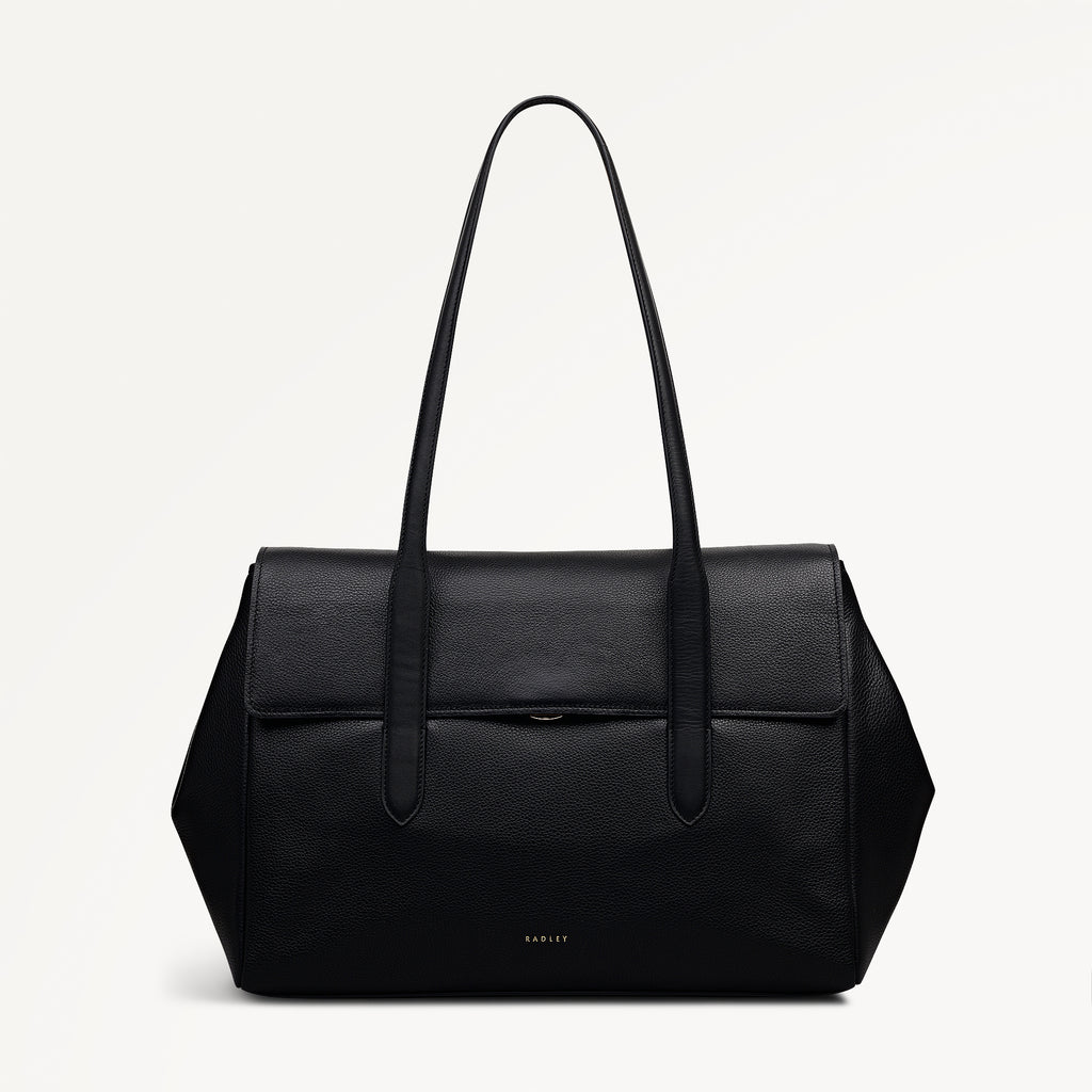 Mayfair Lane Leather Large Flapover Shoulder Bag in Black - 112602