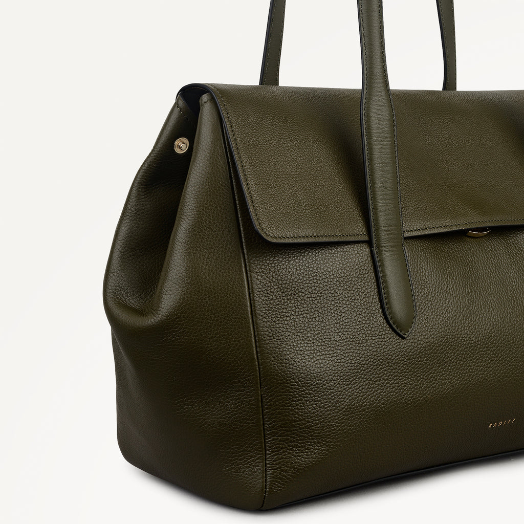 Mayfair Lane Leather Large Flapover Shoulder Bag in Pine Needle - 112603