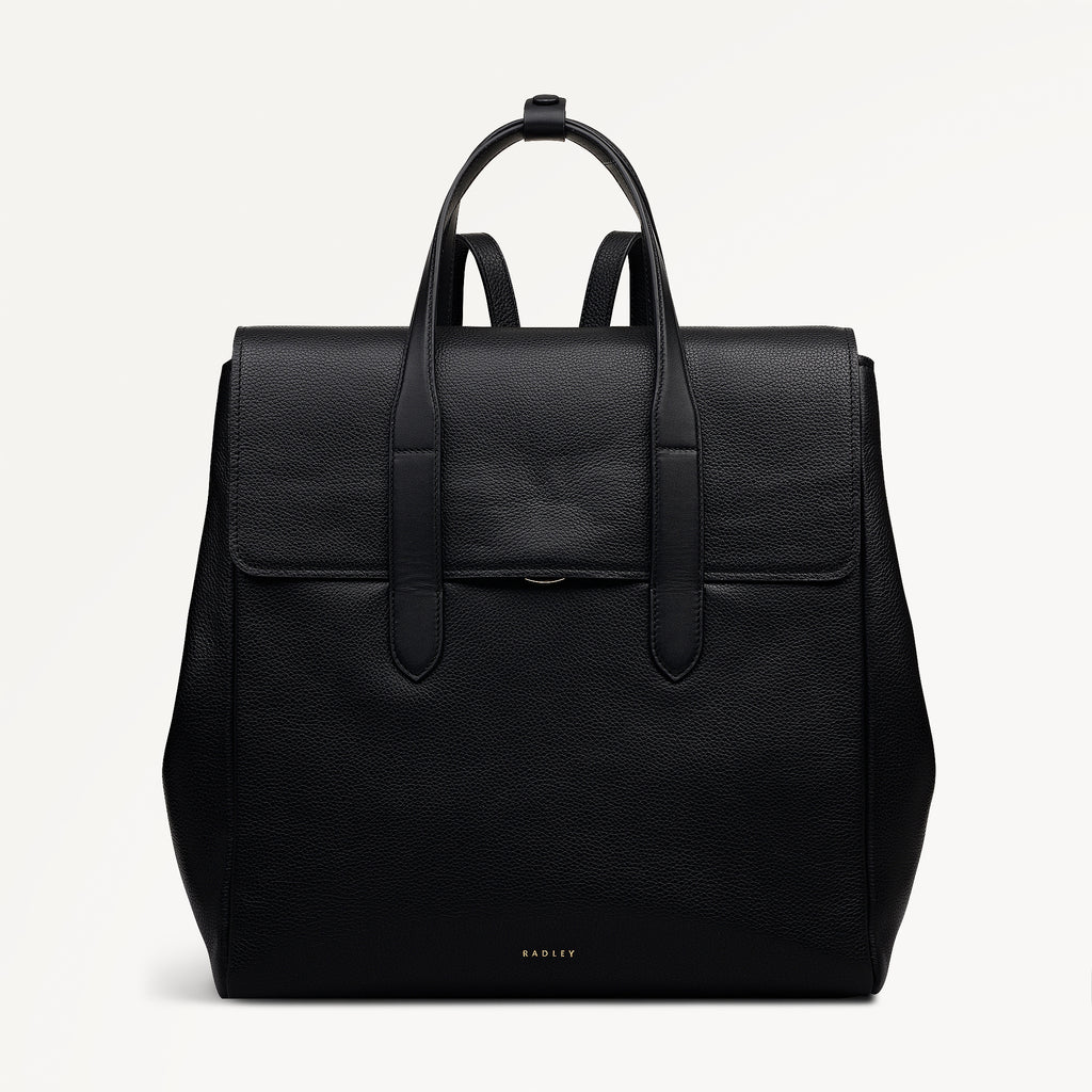 Mayfair Lane Leather Medium Flapover Backpack in Black - 112605