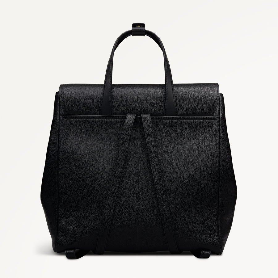 Mayfair Lane Leather Medium Flapover Backpack in Black - 112605