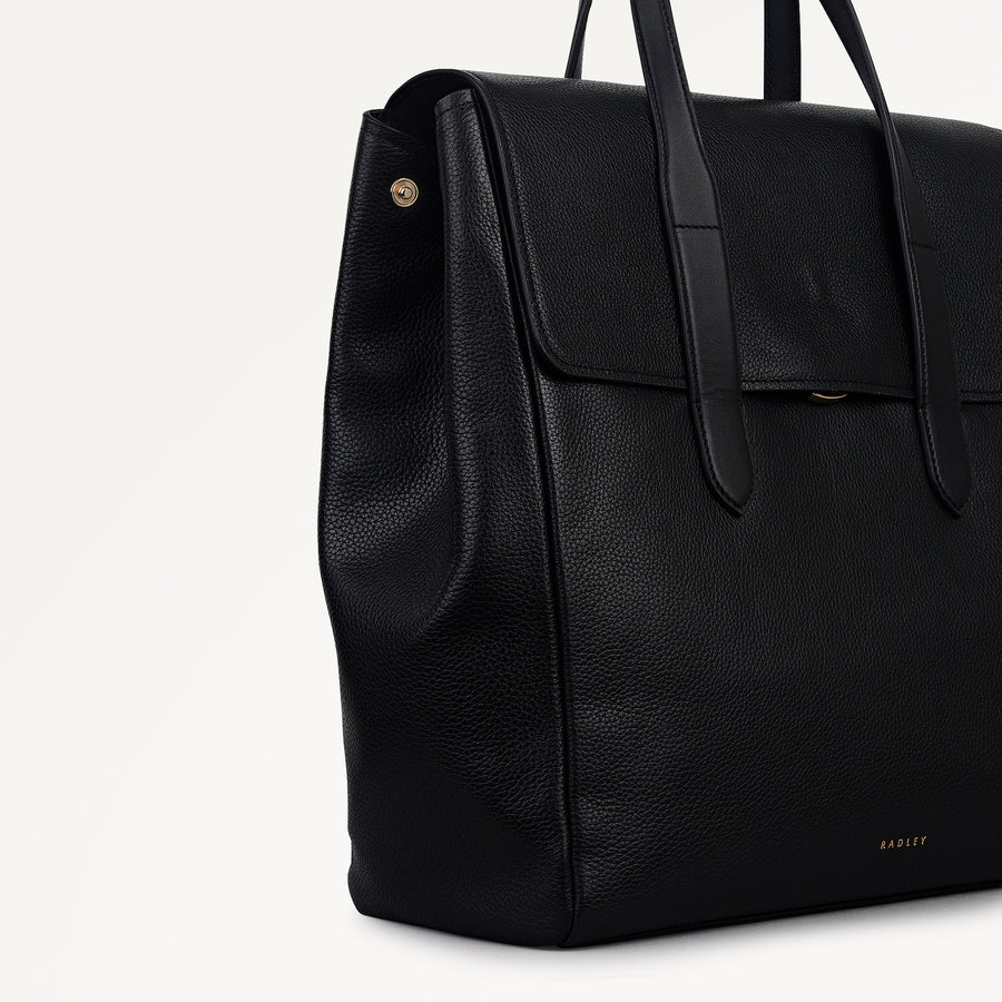 Mayfair Lane Leather Medium Flapover Backpack in Black - 112605