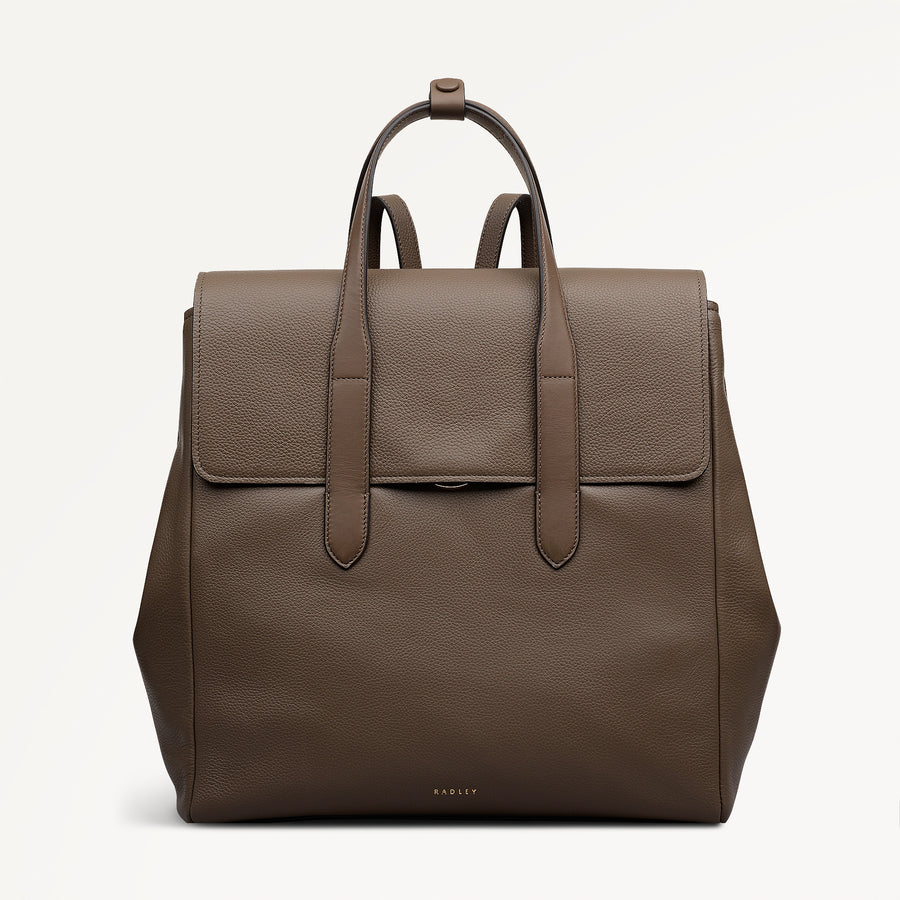 Mayfair Lane Leather Medium Flapover Backpack in Coffee - 112606