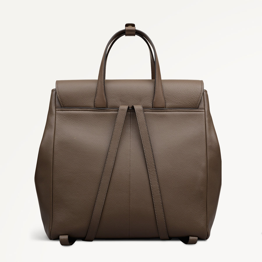 Mayfair Lane Leather Medium Flapover Backpack in Coffee - 112606