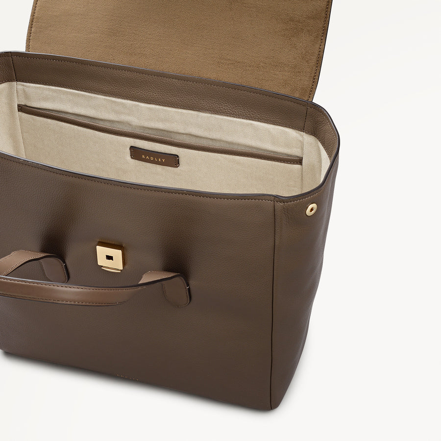 Mayfair Lane Leather Medium Flapover Backpack in Coffee - 112606