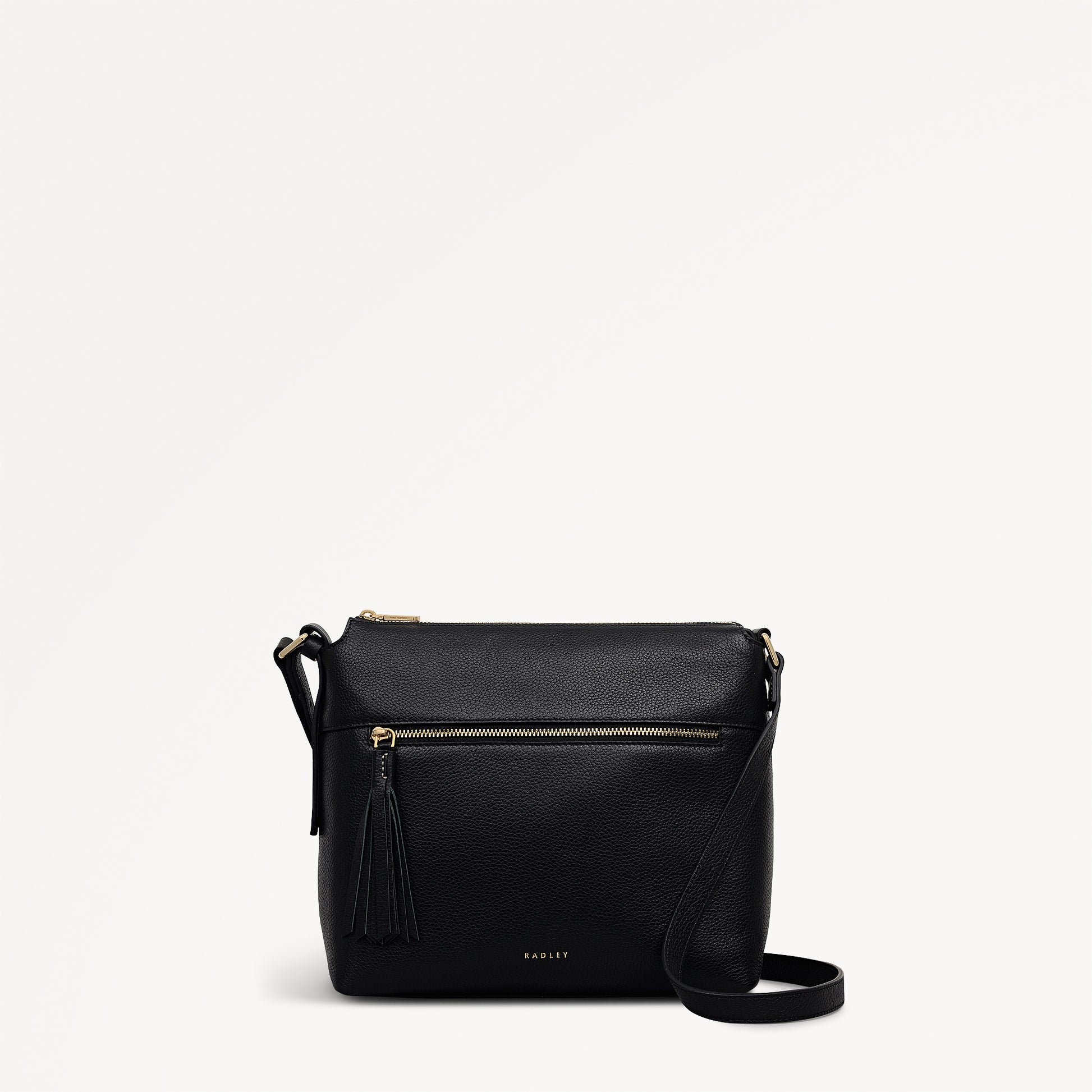 Fountain Mews Leather Small Ziptop Cross Body Bag in Black - 112613