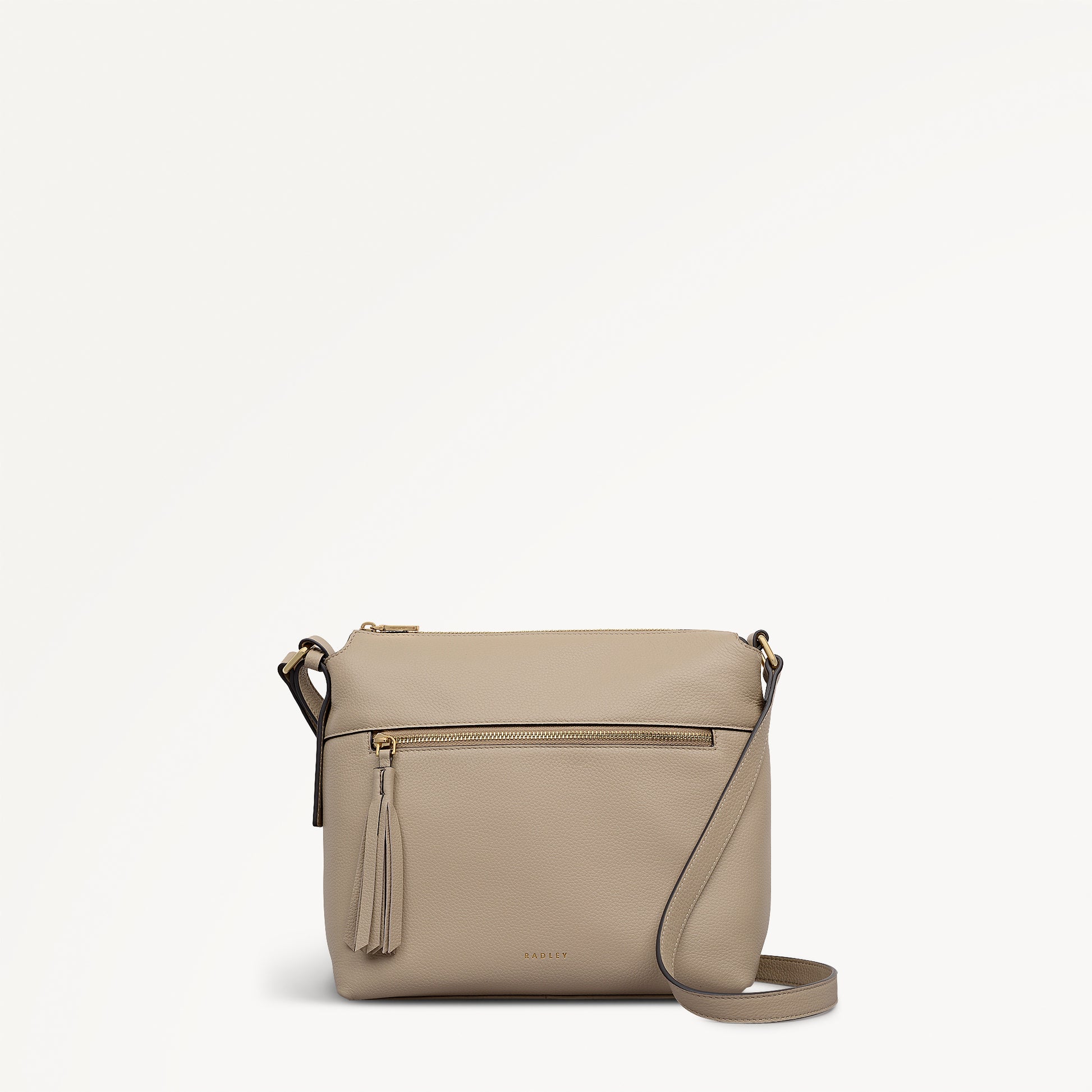 Fountain Mews Leather Small Ziptop Cross Body Bag in Porcini - 112616