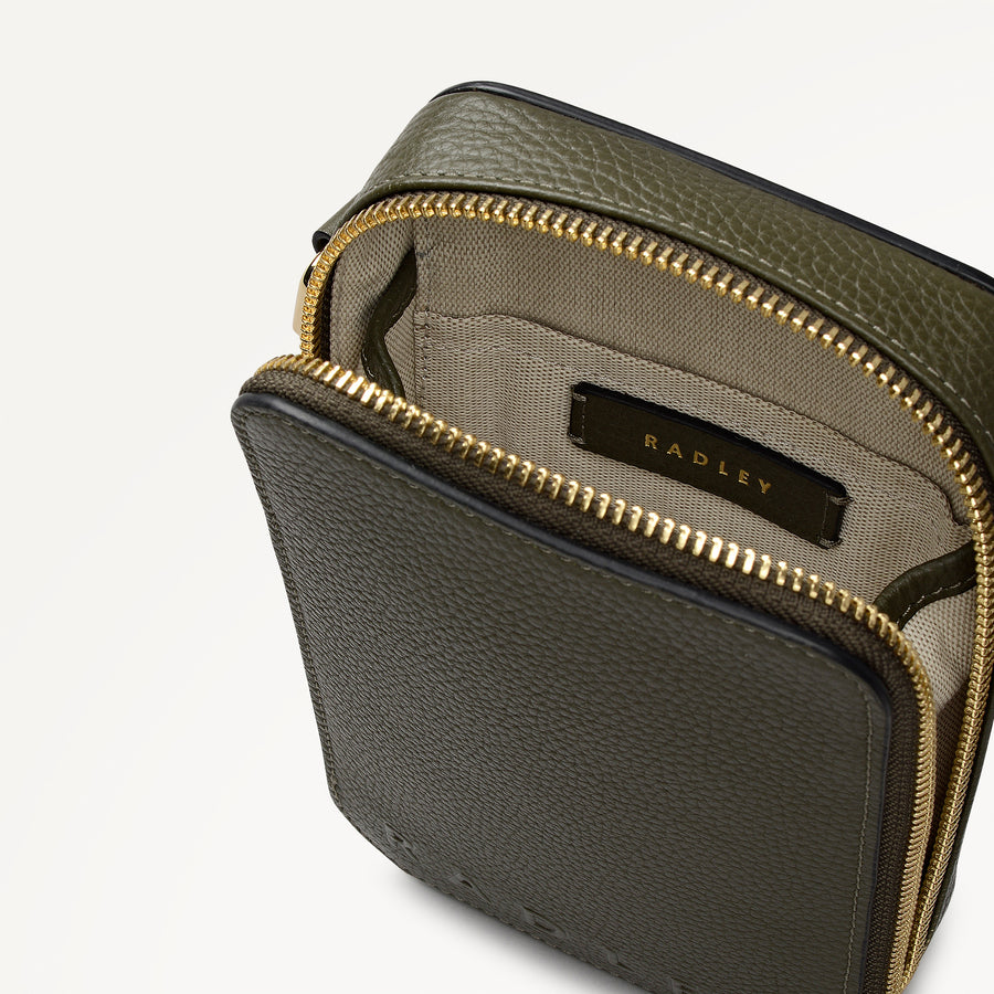 Alba Place Leather Medium Phone Cross Body Bag in Pine Needle - 112619