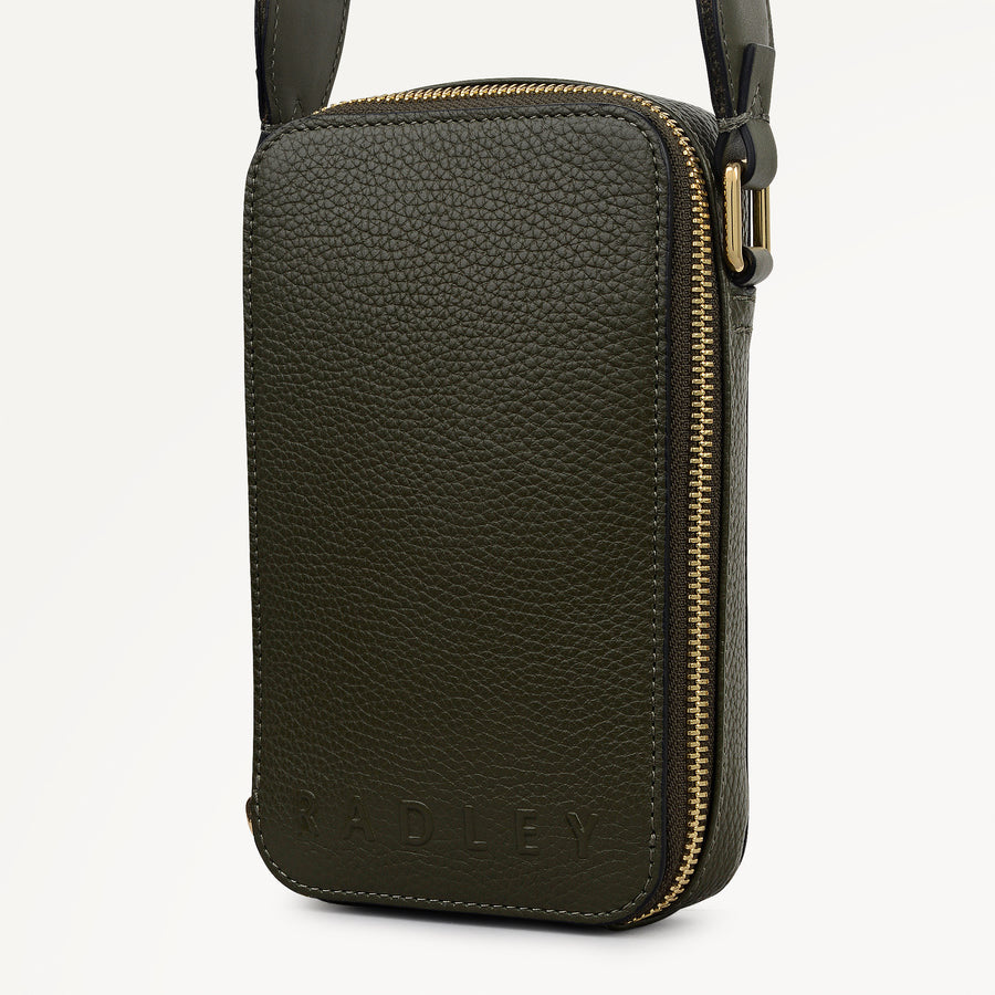 Alba Place Leather Medium Phone Cross Body Bag in Pine Needle - 112619