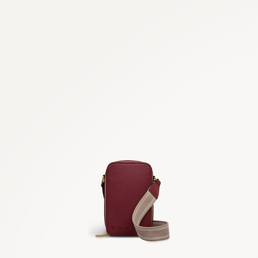 Alba Place Leather Medium Phone Cross Body Bag in Carmine - 112620