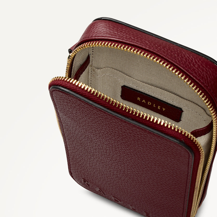 Alba Place Leather Medium Phone Cross Body Bag in Carmine - 112620
