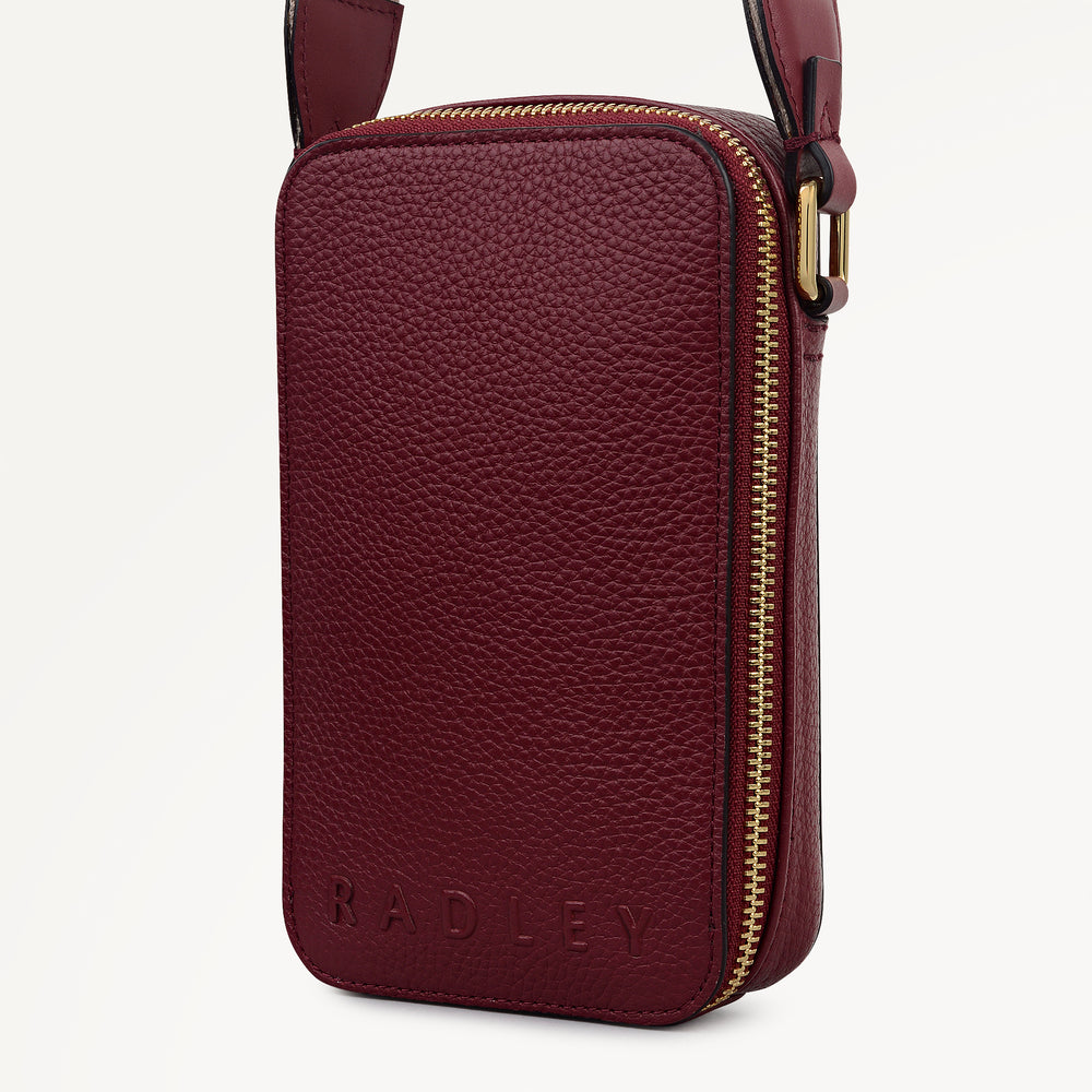 Alba Place Leather Medium Phone Cross Body Bag in Carmine - 112620