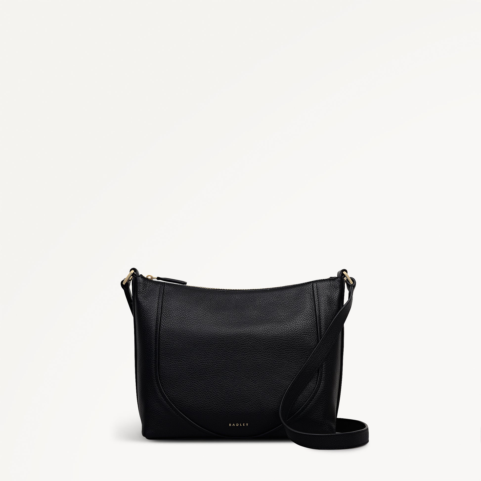Wood Park Leather Medium Ziptop Cross Body Bag in Black - 112622