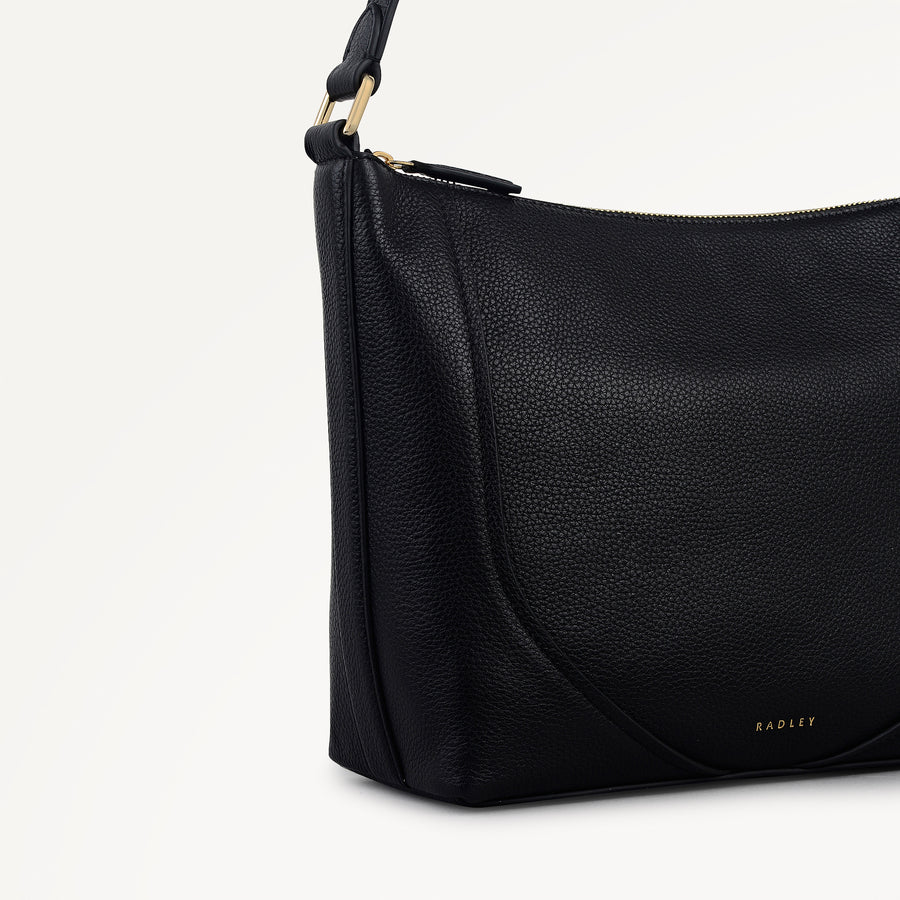 Wood Park Leather Medium Ziptop Cross Body Bag in Black - 112622