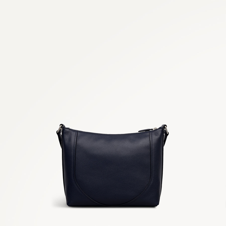 Wood Park Leather Medium Ziptop Cross Body Bag in Ink - 112623