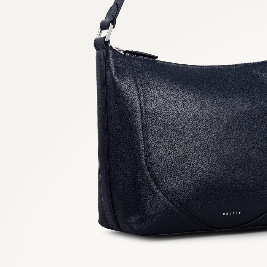 Wood Park Leather Medium Ziptop Cross Body Bag in Ink - 112623