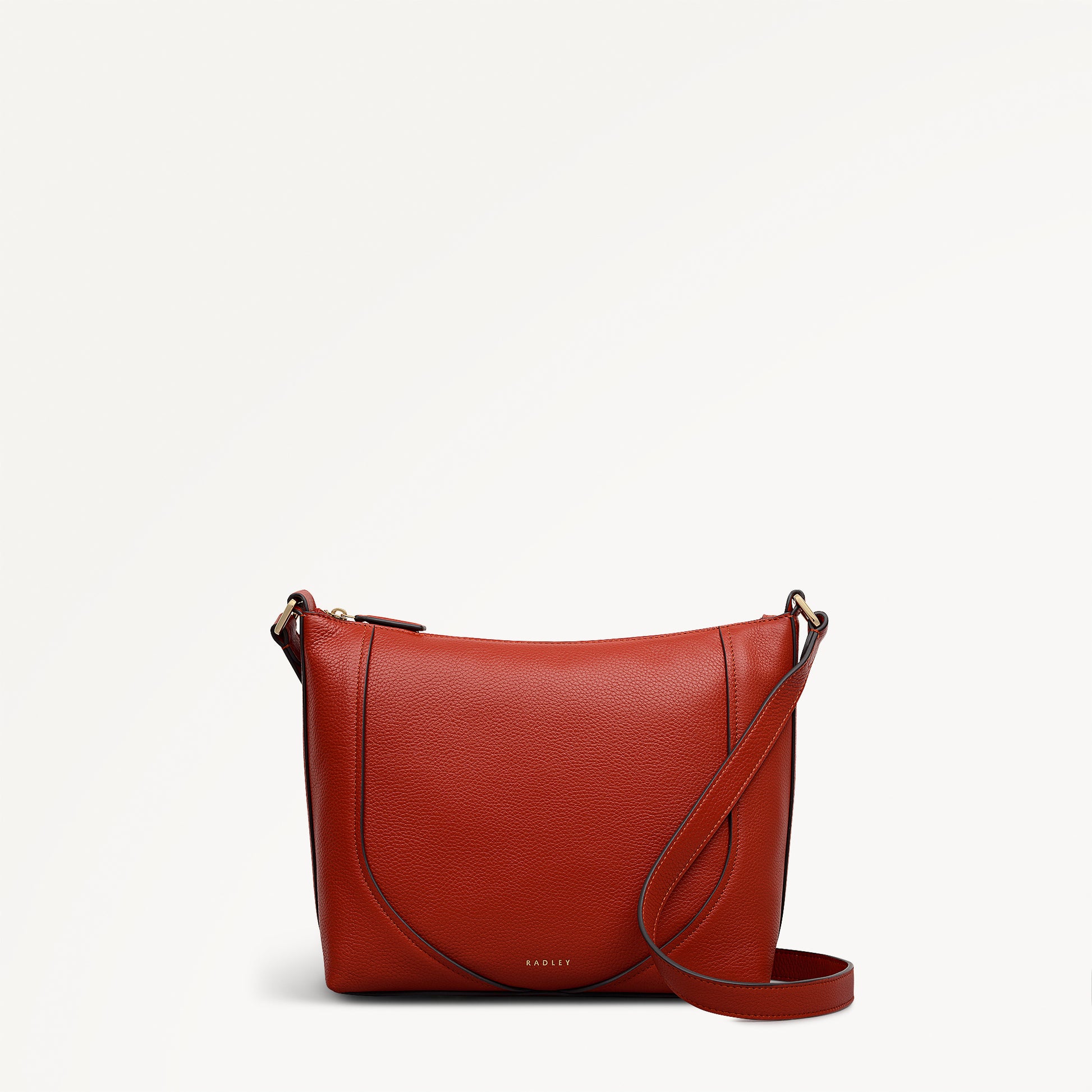 Wood Park Leather Medium Ziptop Cross Body Bag in Flame - 112624