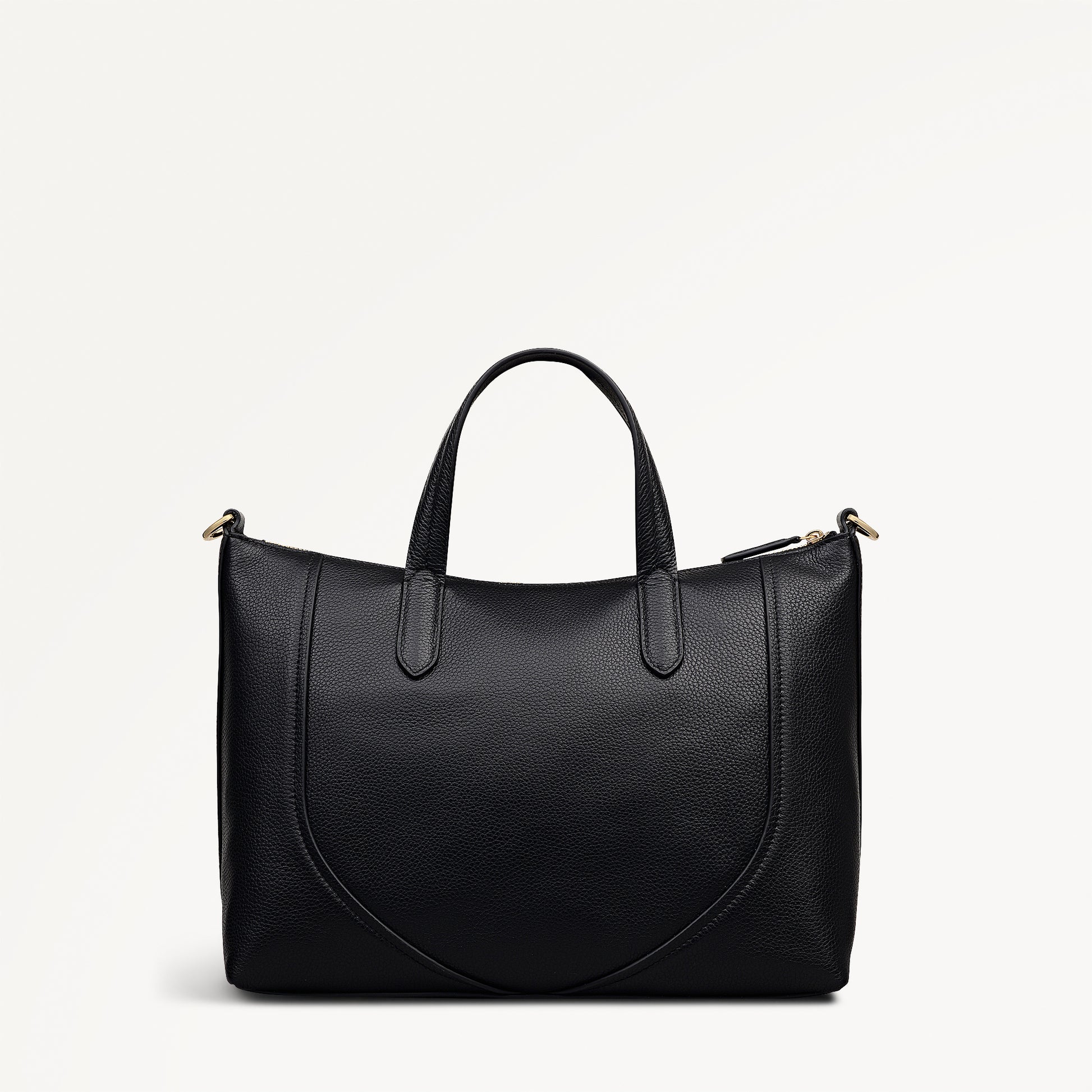 Wood Park Leather Medium Ziptop Grab Bag in Black - 112625