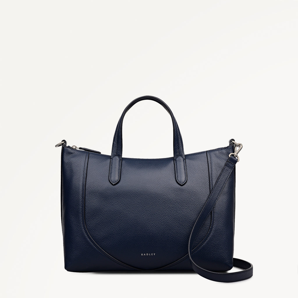 Wood Park Leather Medium Ziptop Grab Bag in Ink - 112626