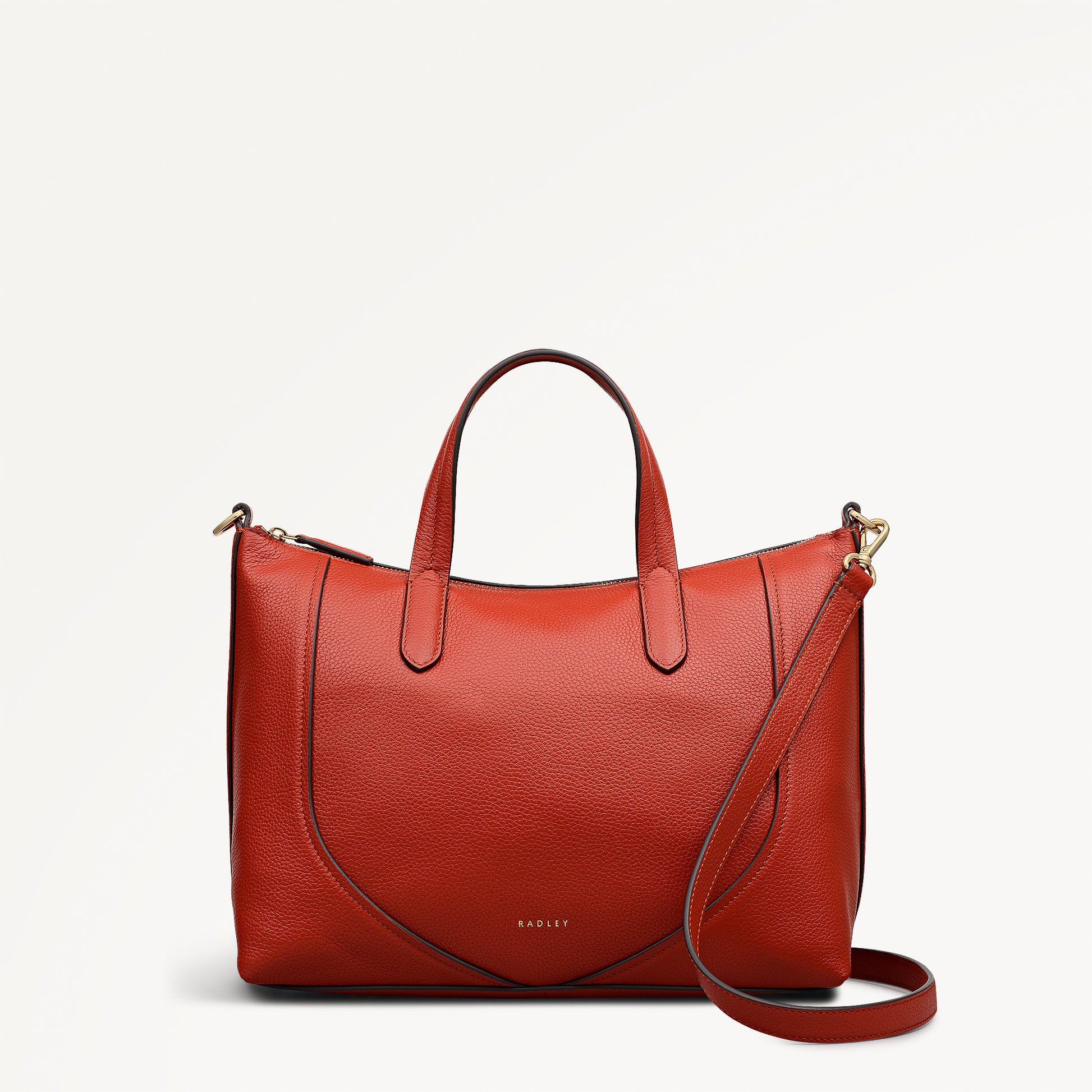 Wood Park Leather Medium Ziptop Grab Bag in Flame - 112627