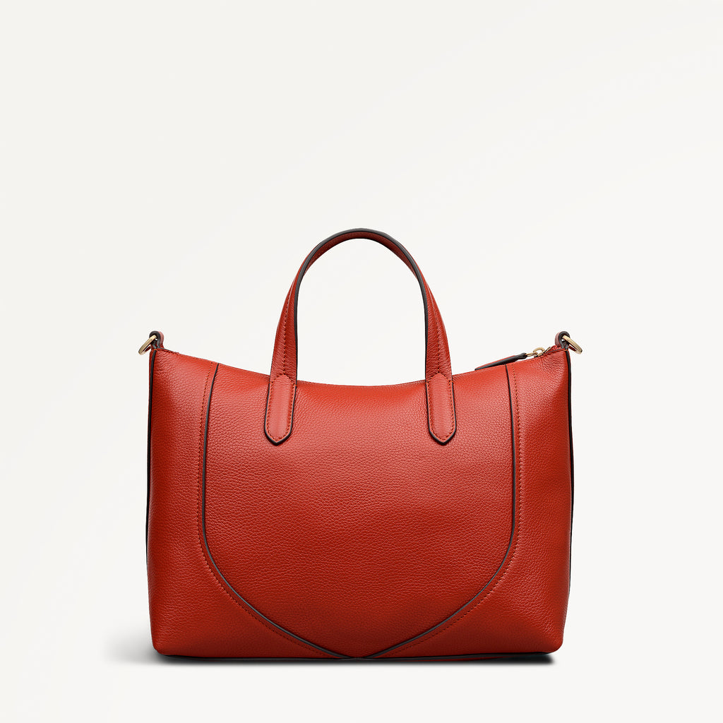 Wood Park Leather Medium Ziptop Grab Bag in Flame - 112627