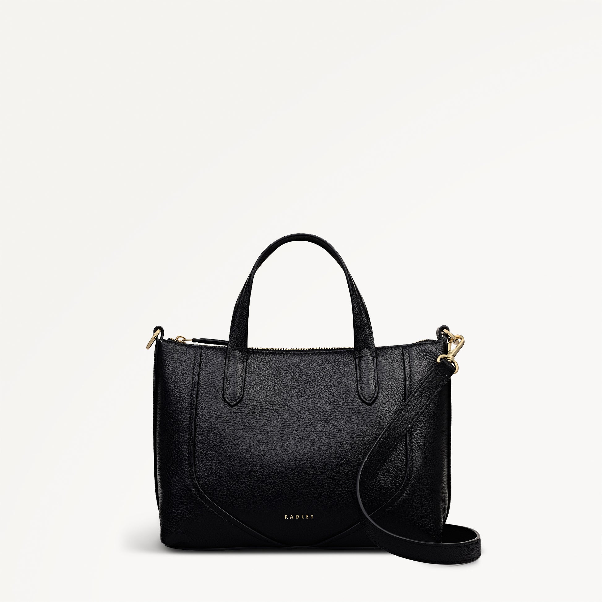 Wood Park Leather Small Ziptop Grab Bag in Black - 112628