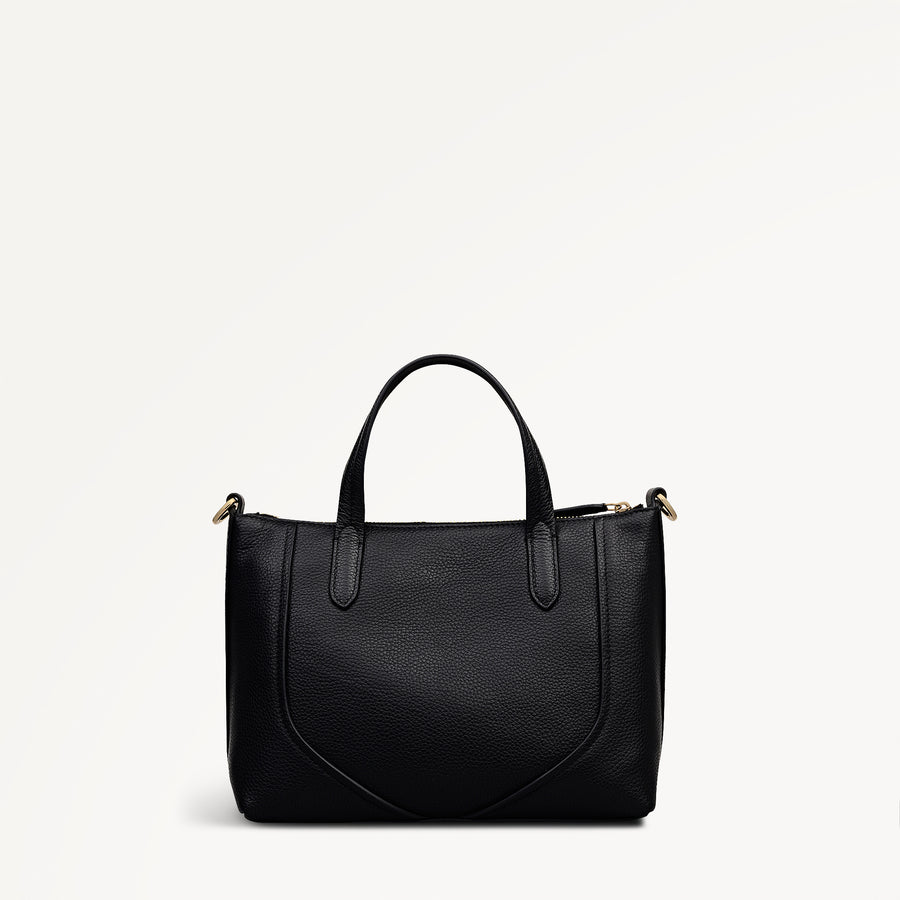 Wood Park Leather Small Ziptop Grab Bag in Black - 112628