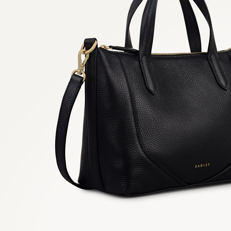 Wood Park Leather Small Ziptop Grab Bag in Black - 112628