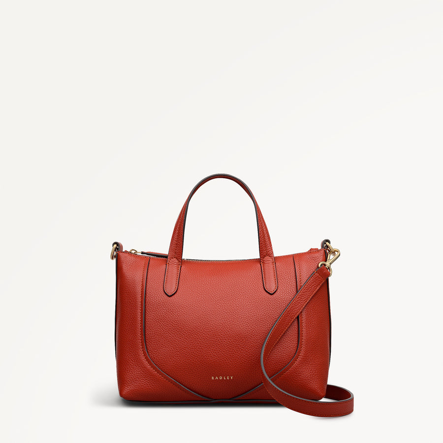 Wood Park Leather Small Ziptop Grab Bag in Flame - 112629