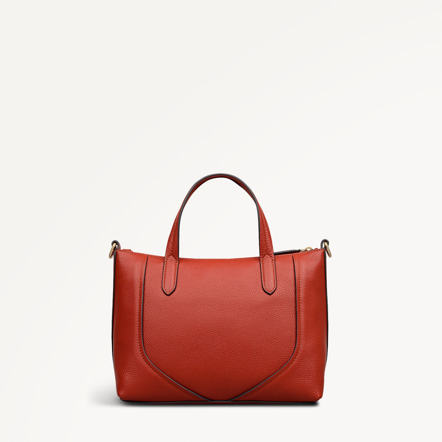 Wood Park Leather Small Ziptop Grab Bag in Flame - 112629