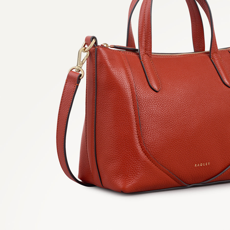 Wood Park Leather Small Ziptop Grab Bag in Flame - 112629