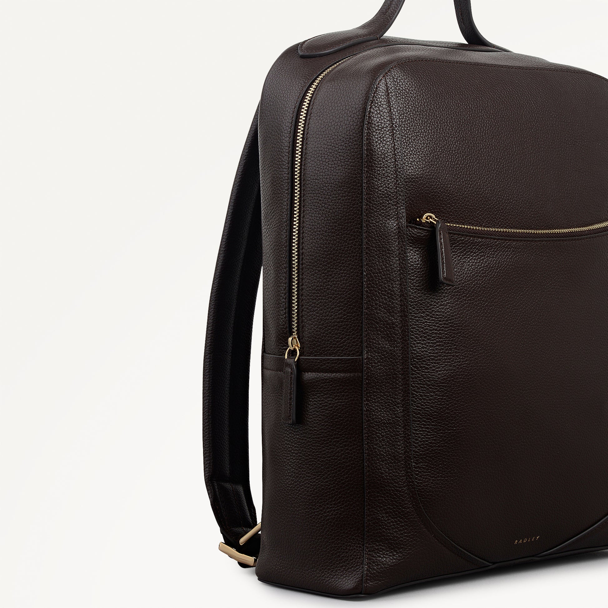 Wood Park Leather Medium Ziptop Backpack in Dark Oak - 112632