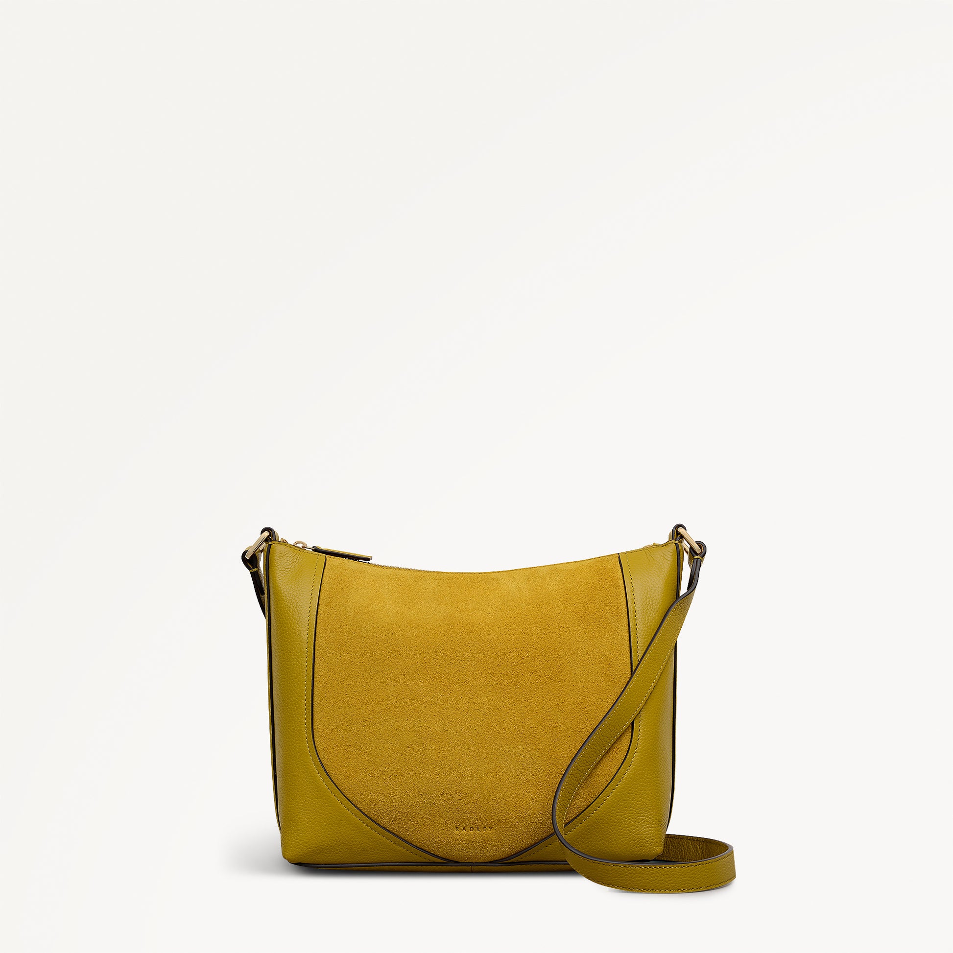 Wood Park Leather Medium Ziptop Cross Body Bag in Ochre - 112633