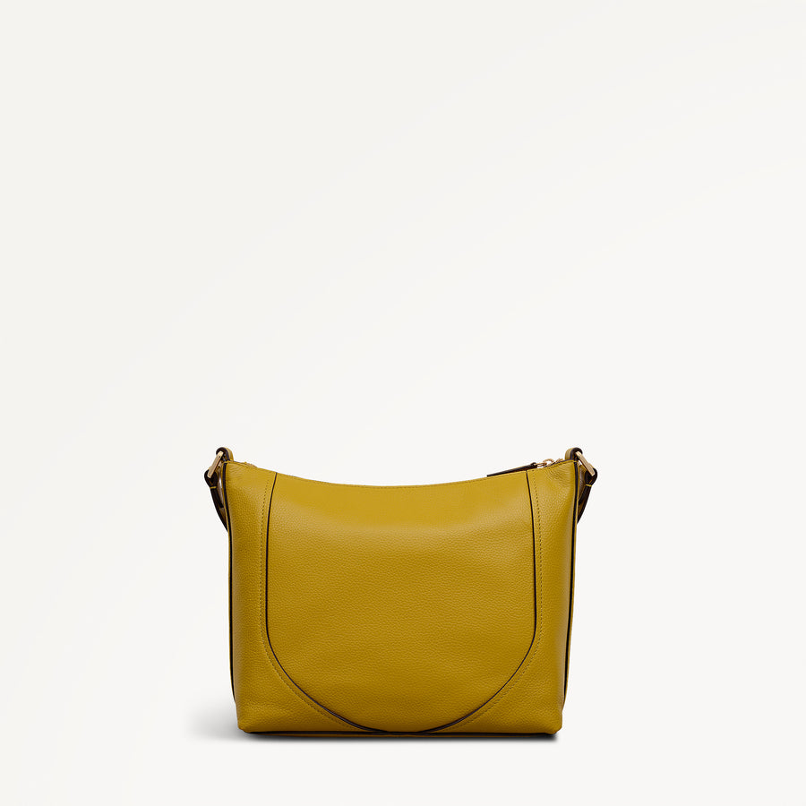 Wood Park Leather Medium Ziptop Cross Body Bag in Ochre - 112633